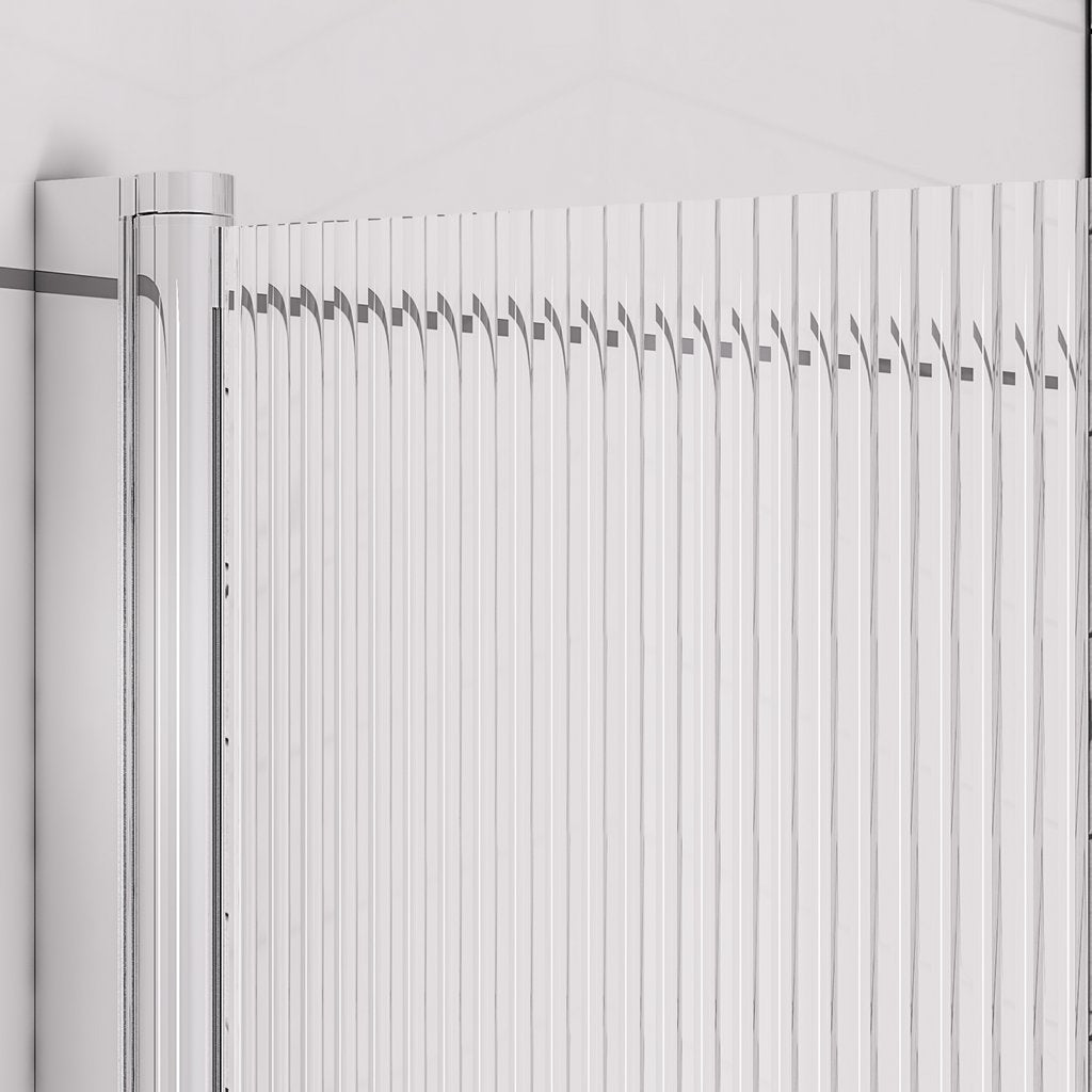 6mm Straight Bath Screen In Fluted Glass  L-H
