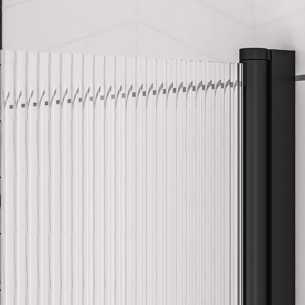 6mm Straight Bath Screen In Fluted Glass R-H - 49.5105