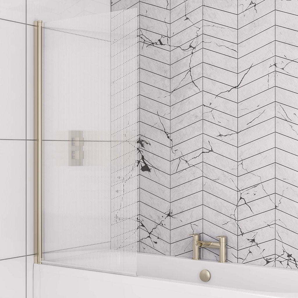 6mm Straight Bath Screen In Fluted Glass L-H - 49.5103