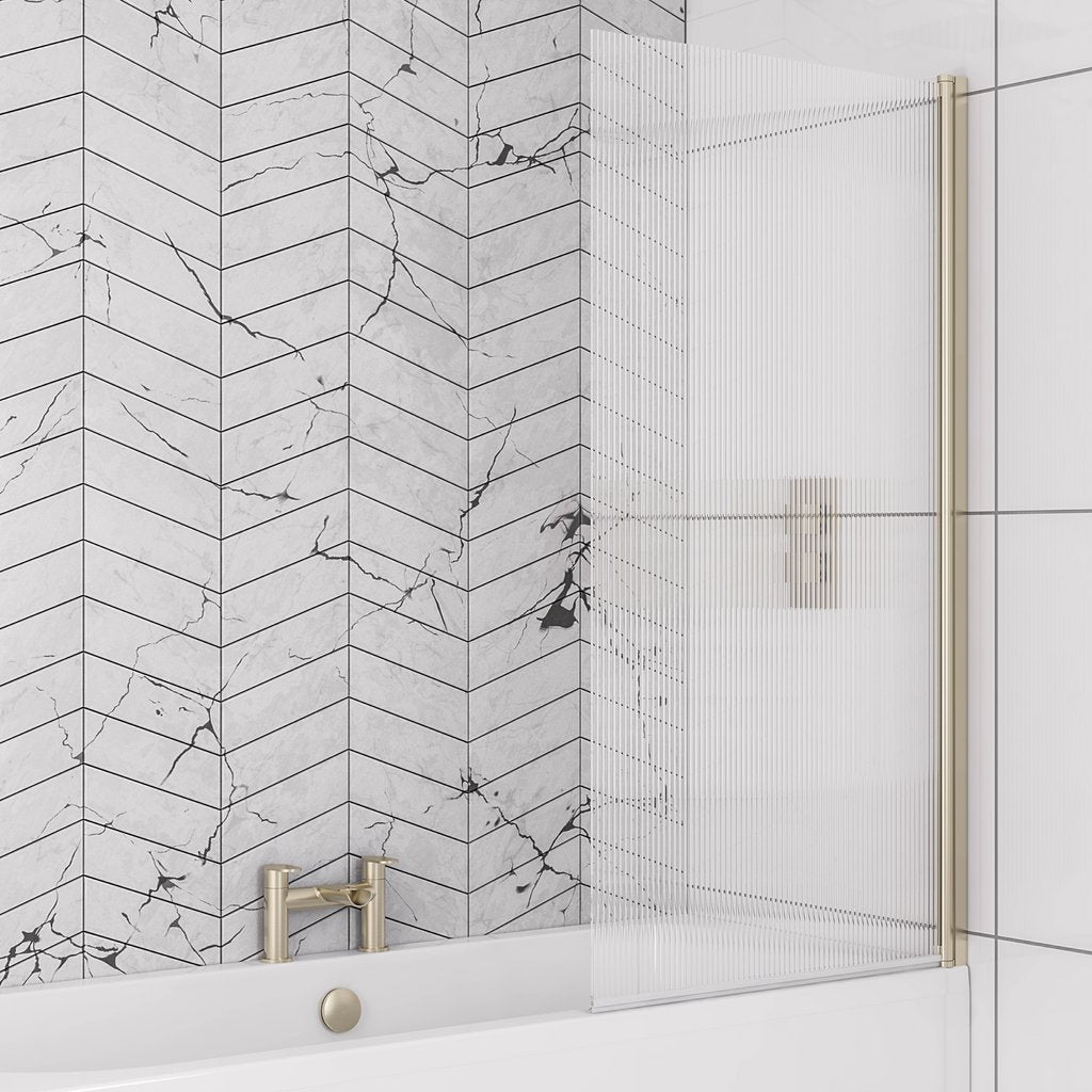 6mm Straight Bath Screen In Fluted Glass R-H - 49.5106