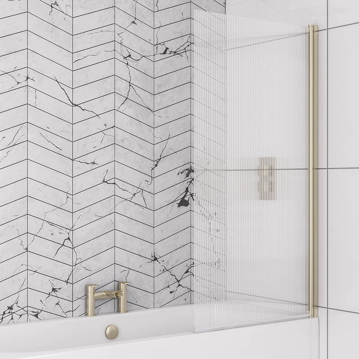 6mm Straight Bath Screen In Fluted Glass R-H - 49.5106