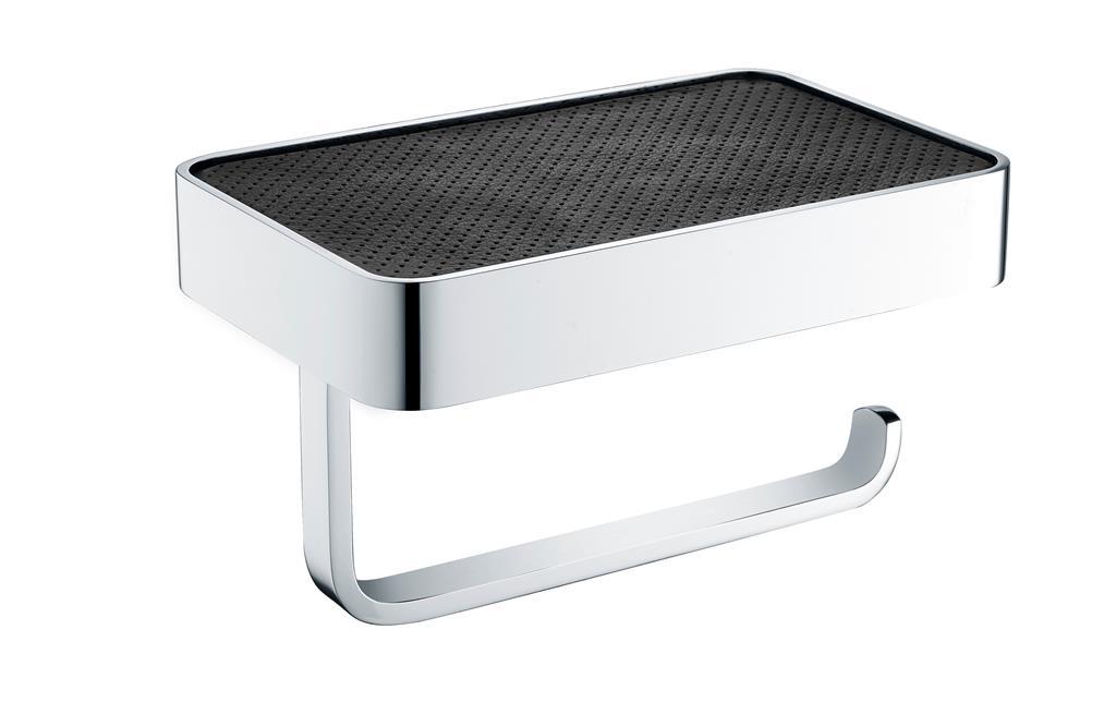 Vercelli Toilet Roll Holder with Leather Shelf - 52.302