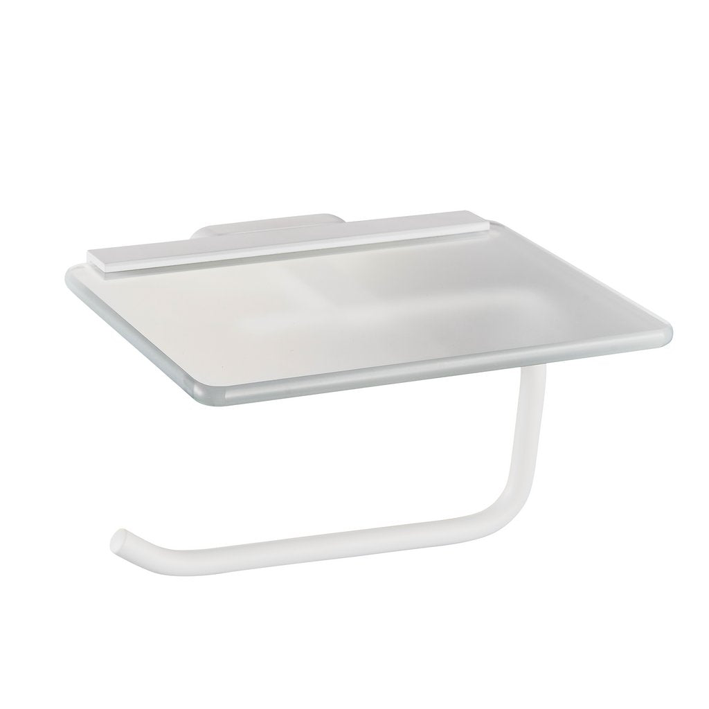 Asti Toilet Roll Holder with Glass Shelf Matt white- 52.464