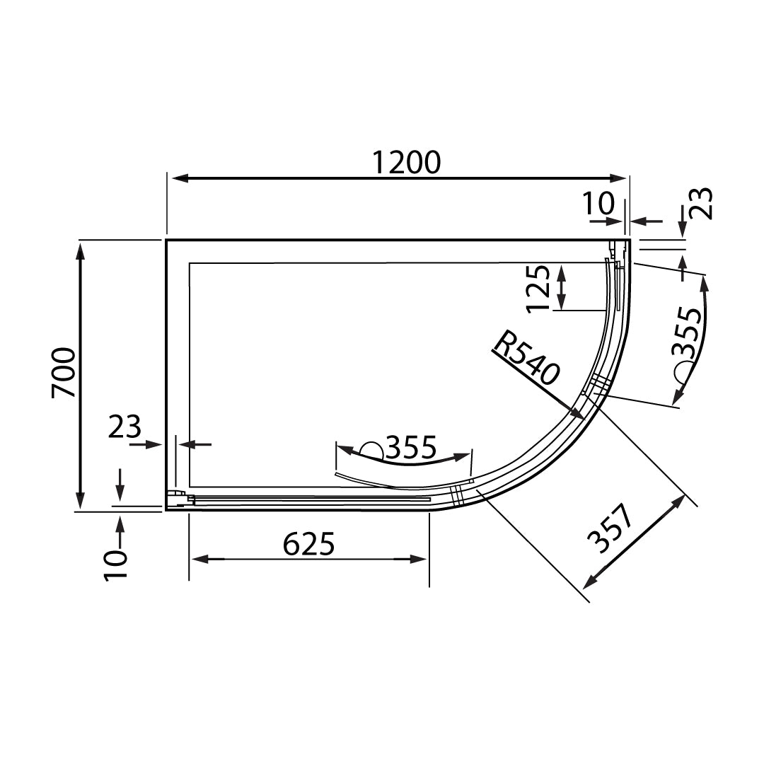Volente Offset Quadrant Shower Enclosure 1200 x 700