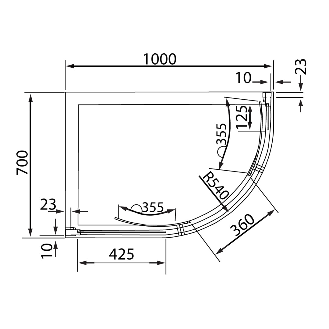 Volente Offset Quadrant Shower Enclosure 1000 x 700