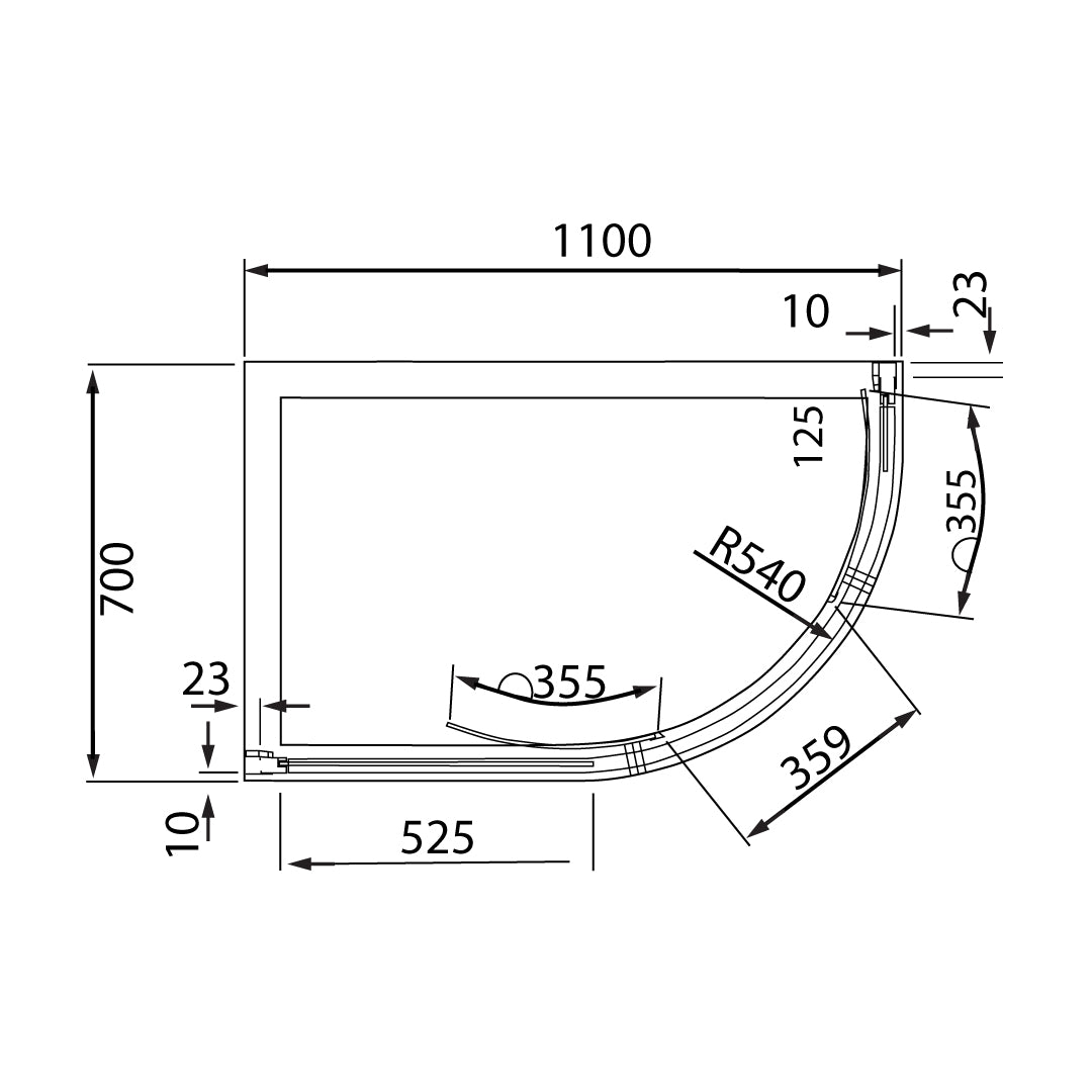 Volente Offset Quadrant Shower Enclosure 1100 x 700