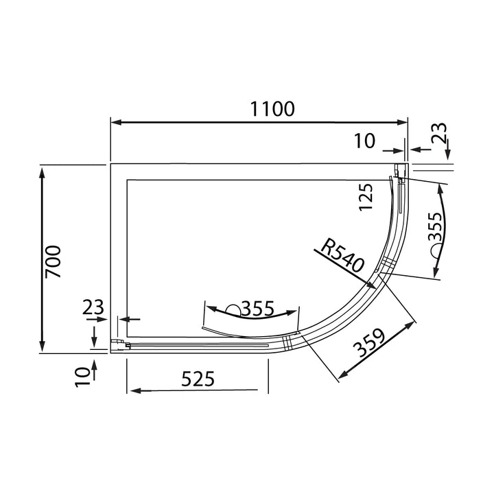 Volente Offset Quadrant Shower Enclosure 1100 x 700
