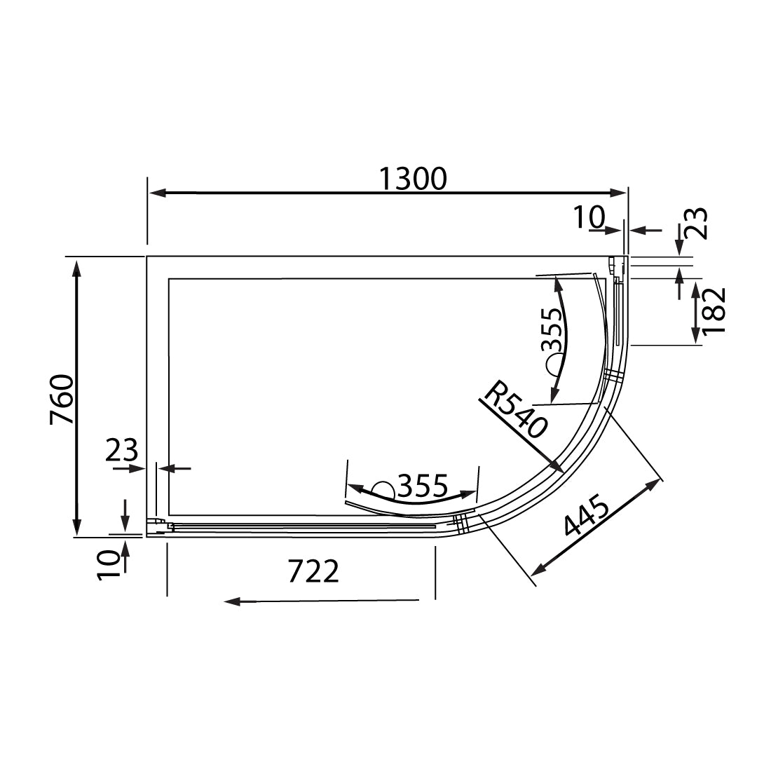 Volente Offset Quadrant Shower Enclosure 1300 x 760