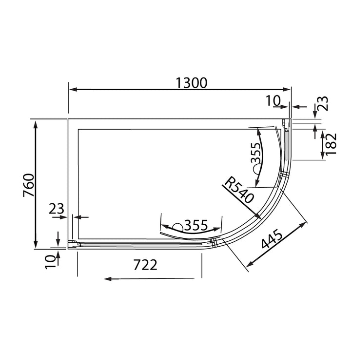 Volente Offset Quadrant Shower Enclosure 1300 x 760