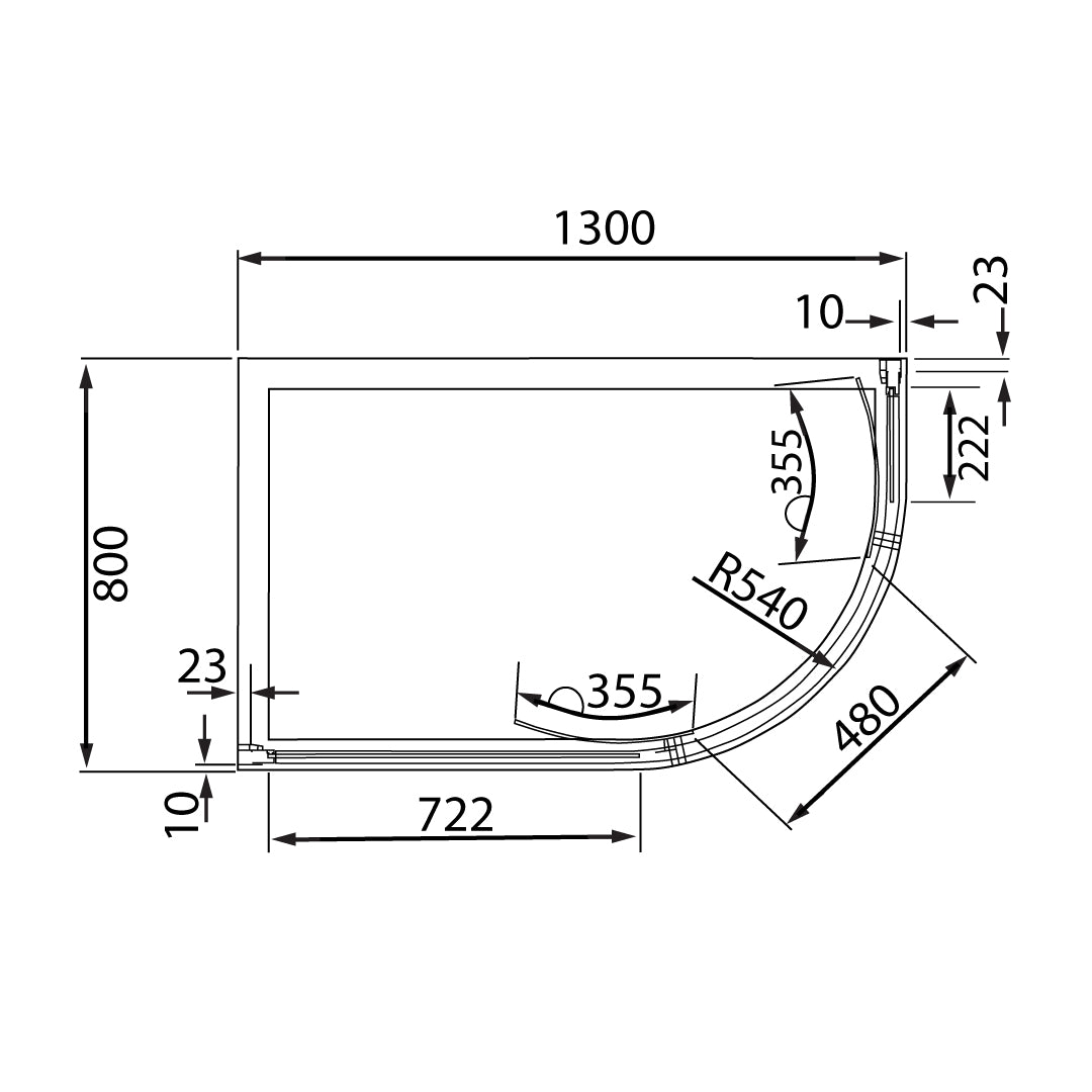 Volente Offset Quadrant Shower Enclosure 1300 x 800