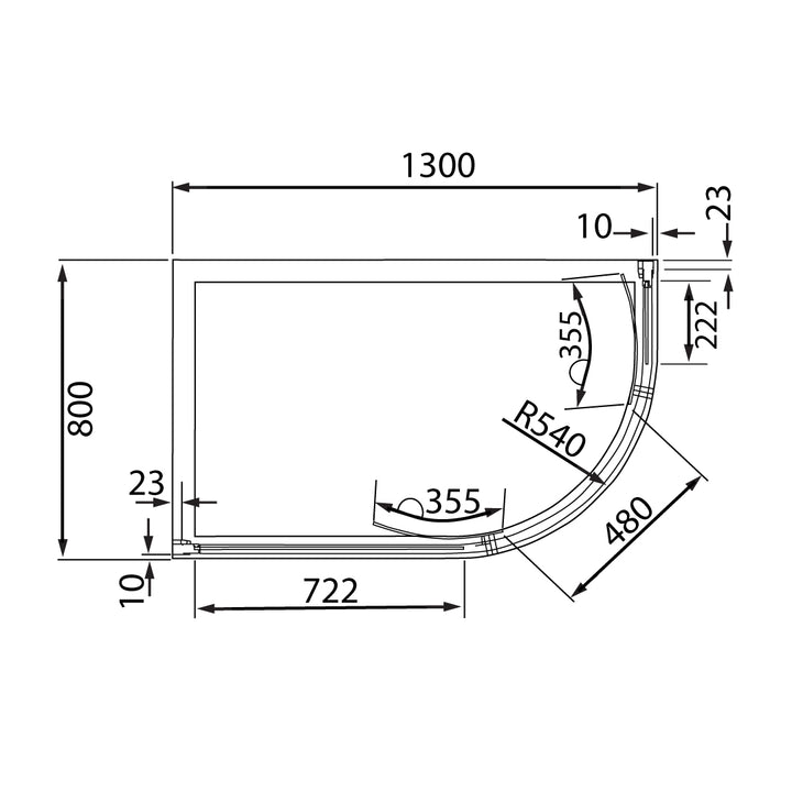 Volente Offset Quadrant Shower Enclosure 1300 x 800