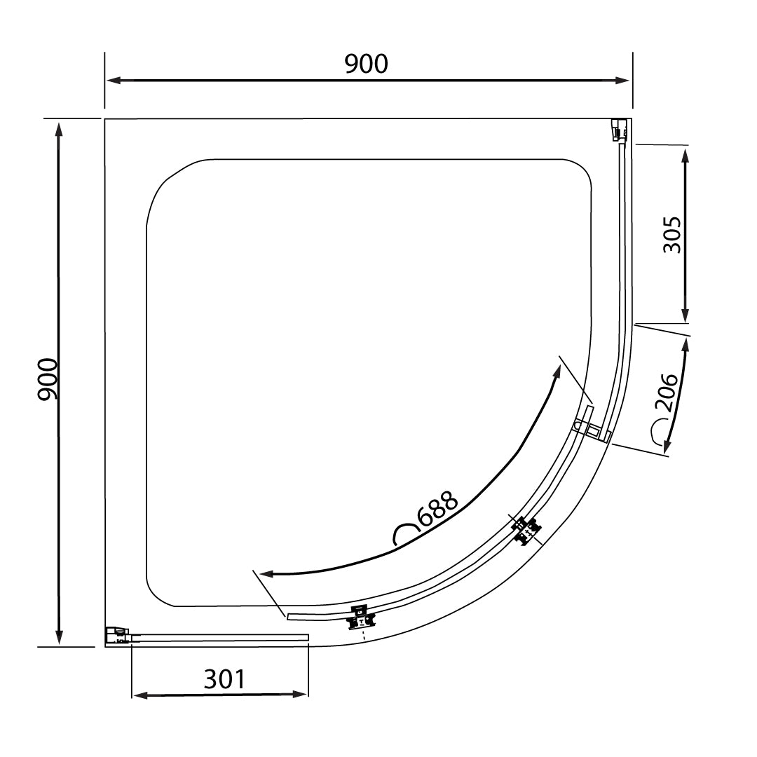 Vanguard 10mm Quadrant Shower Enclosure 900x900x2000