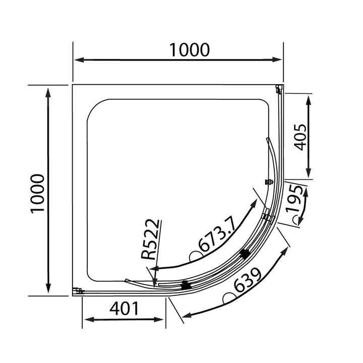 Vanguard 10mm Quadrant Shower Enclosure 1000x1000x2000
