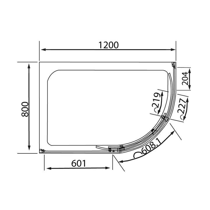 Vanguard 10mm Offset Quadrant Shower Enclosure 1200x800x2000 RH