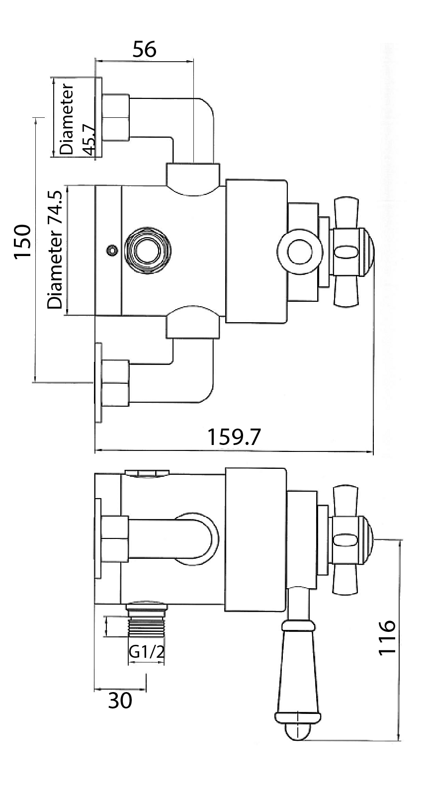 Thermostatic Lever Exposed Shower Valve