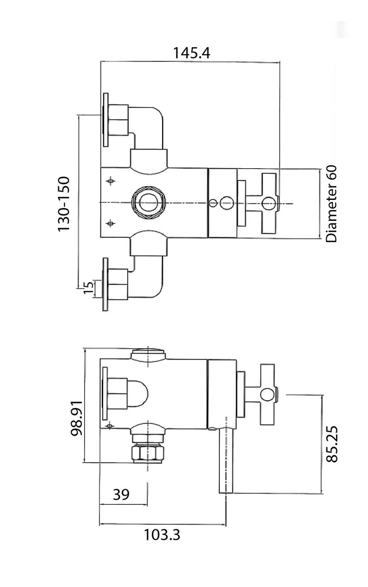 Thermostatic Crosshead Exposed Shower Valve