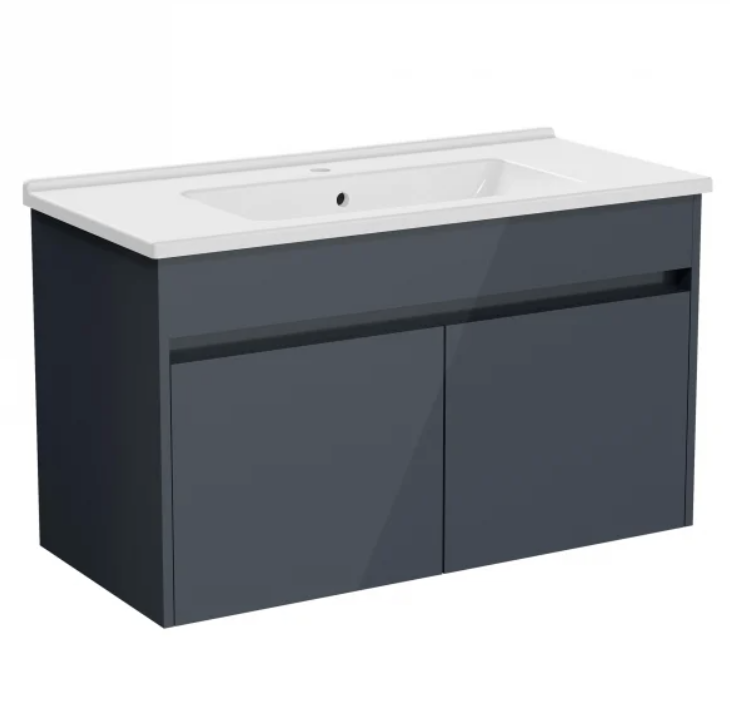 VitrA S50+ 100 cm with Doors Unit & Washbasin Anthracite High Gloss
