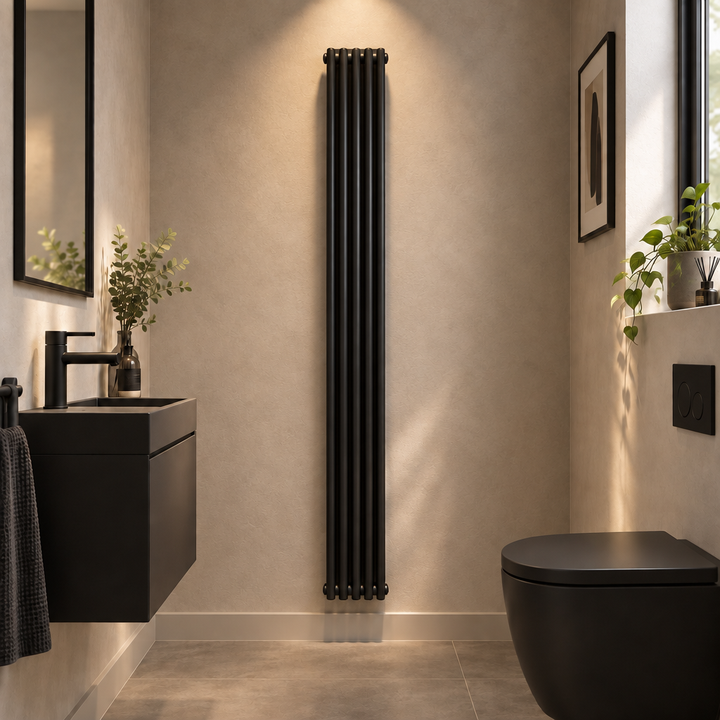 Ashbourne 2 Column Designer Radiator 1800mm X 245mm Black