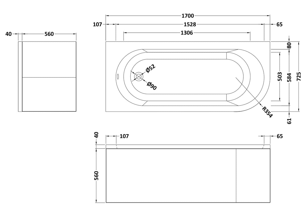 Denali Left Hand Back to Wall Corner Bath & Panel
