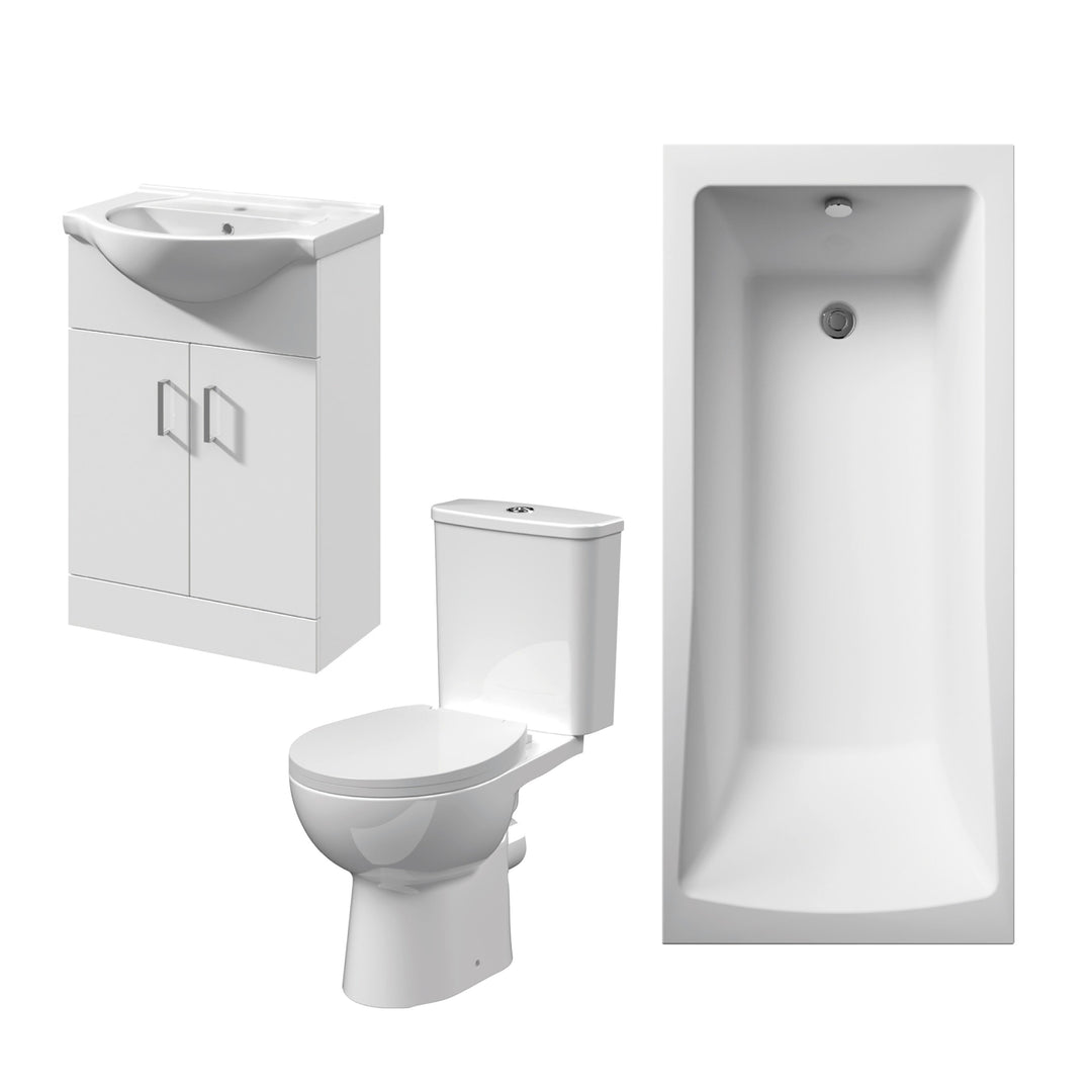 Voda Suites 1700 x 700mm Single Ended Bath with 550mm Vanity & WC (Square)