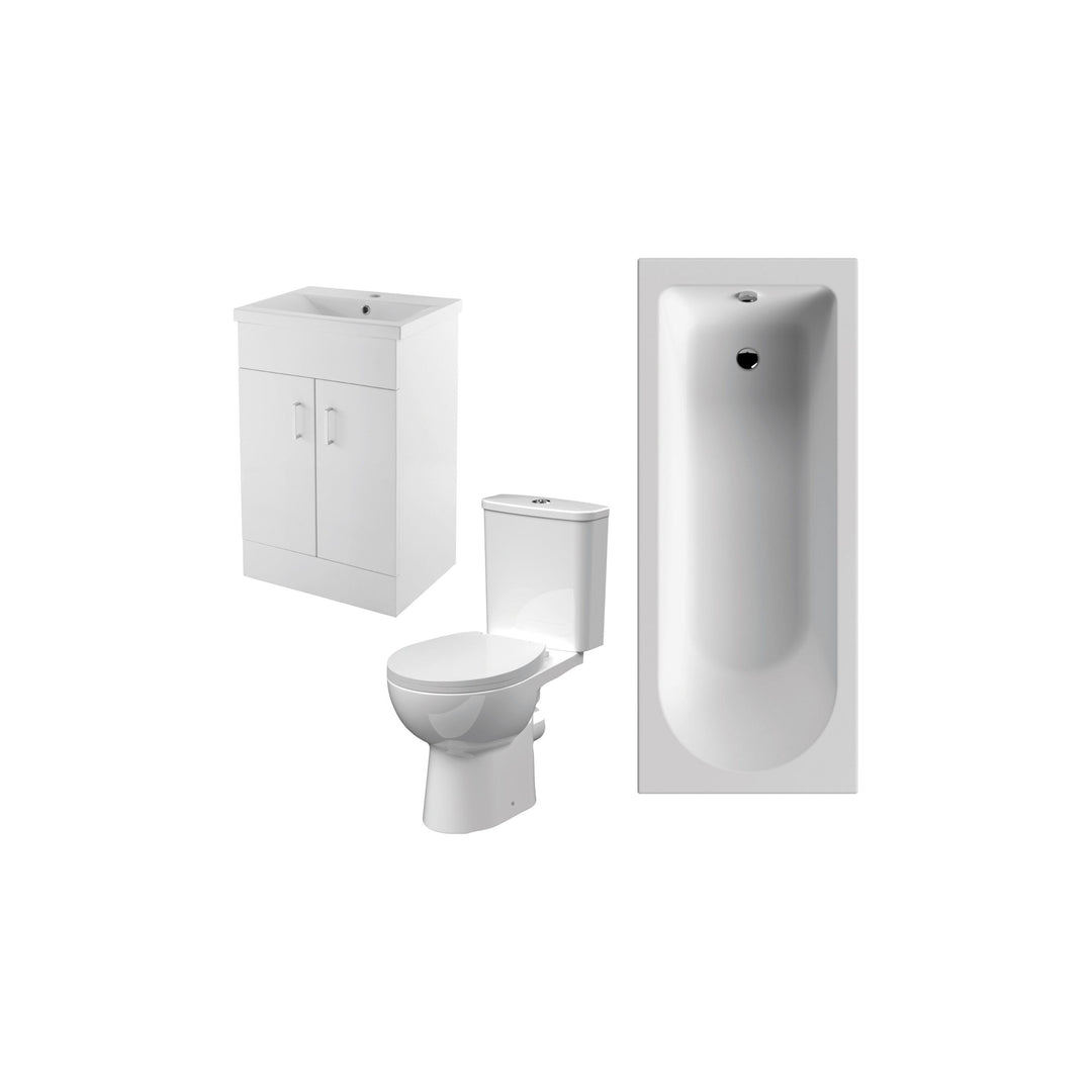Voda Suites 1700 x 700mm Single Ended Bath with 500mm Vanity & WC (Round)