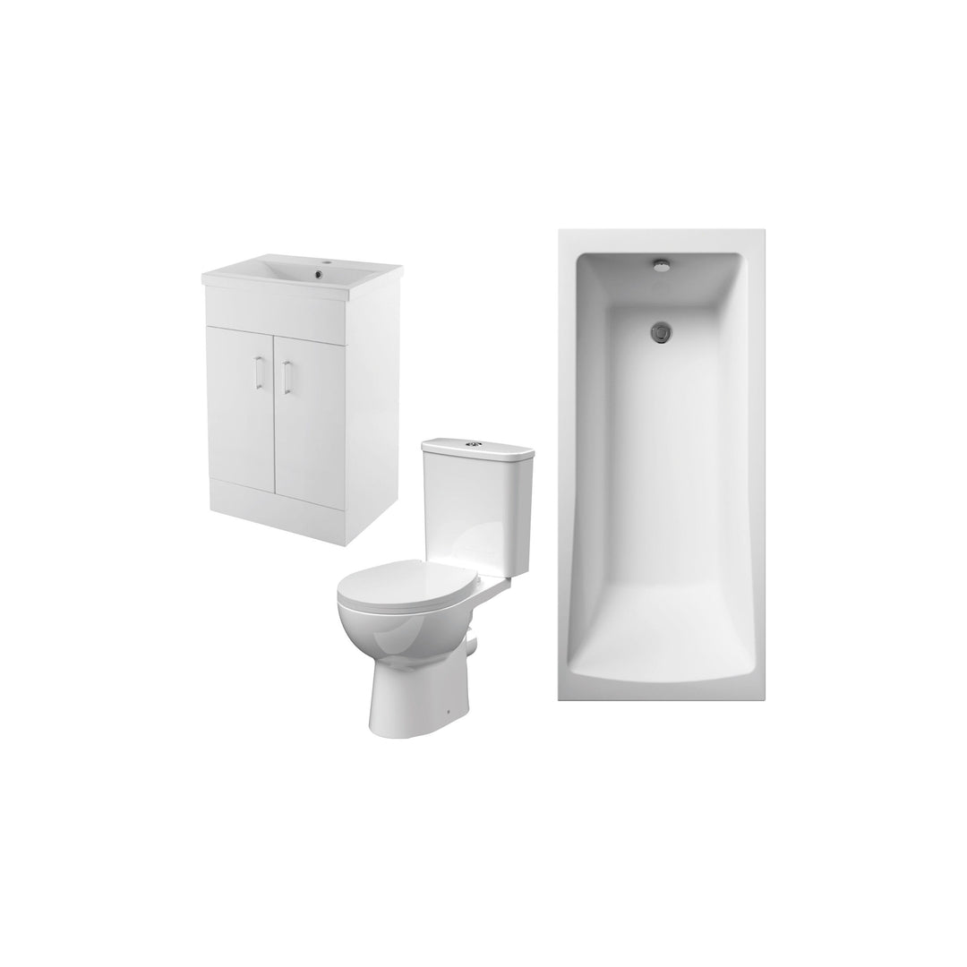 Voda Suites 1700 x 700mm Single Ended Bath with 500mm Vanity & WC (Square)