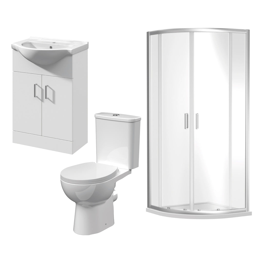 Voda Suites 900mm Quadrant Enclosure with 550mm Vanity & WC
