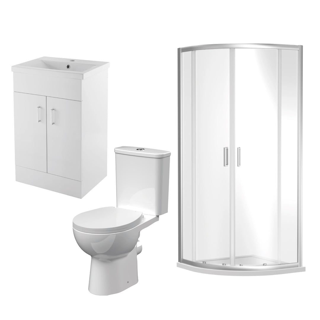 Voda Suites 900mm Quadrant Enclosure with 500mm Vanity & WC