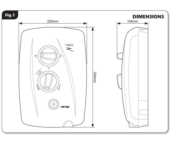 Triton T80ZFF Electric Shower - White/Chrome - 8.5kW