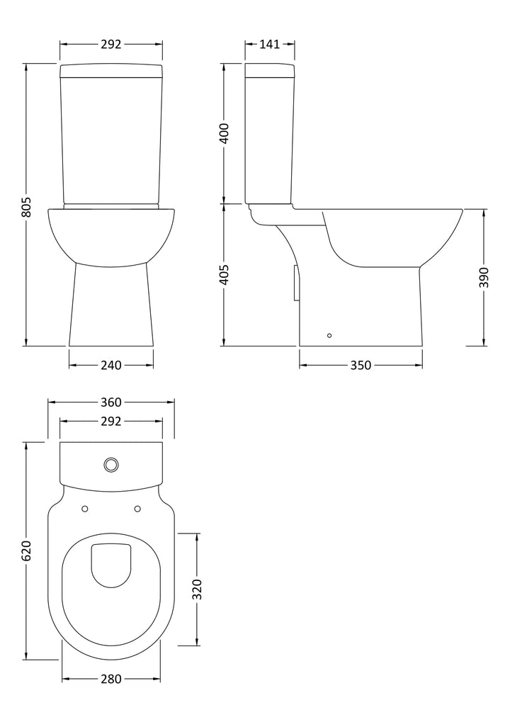 Rydal Short Projection Close Coupled Toilet