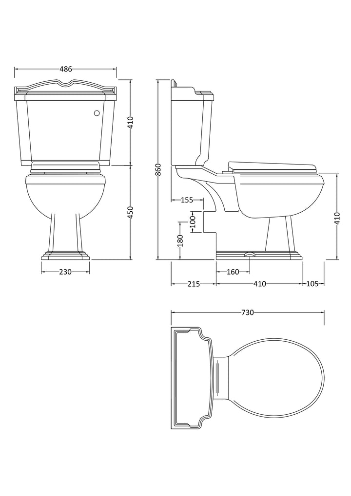 Thirlmere Close Coupled Traditional Toilet With Lever Handle
