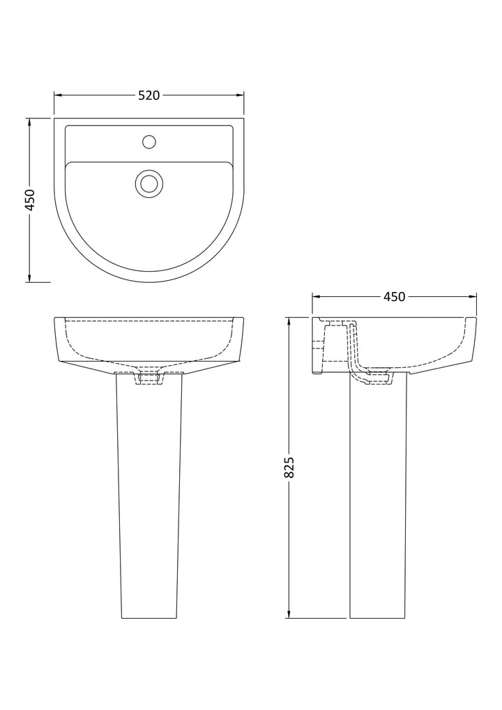 Rydal 520mm Basin & Pedestal