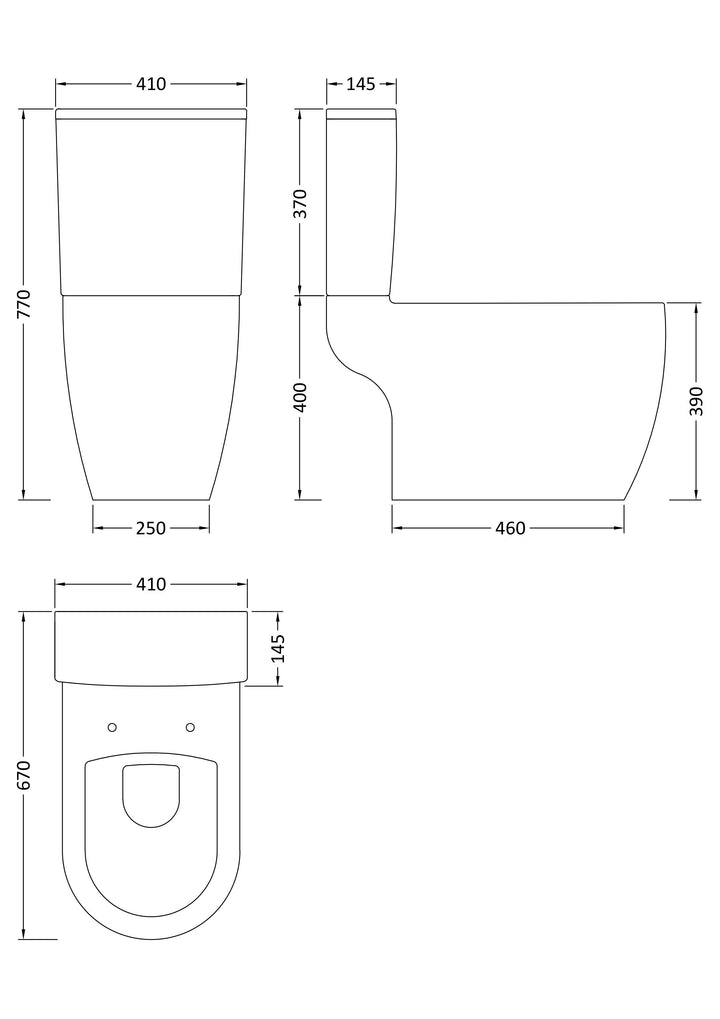 Rydal Semi Flush to Wall Close Coupled Toilet