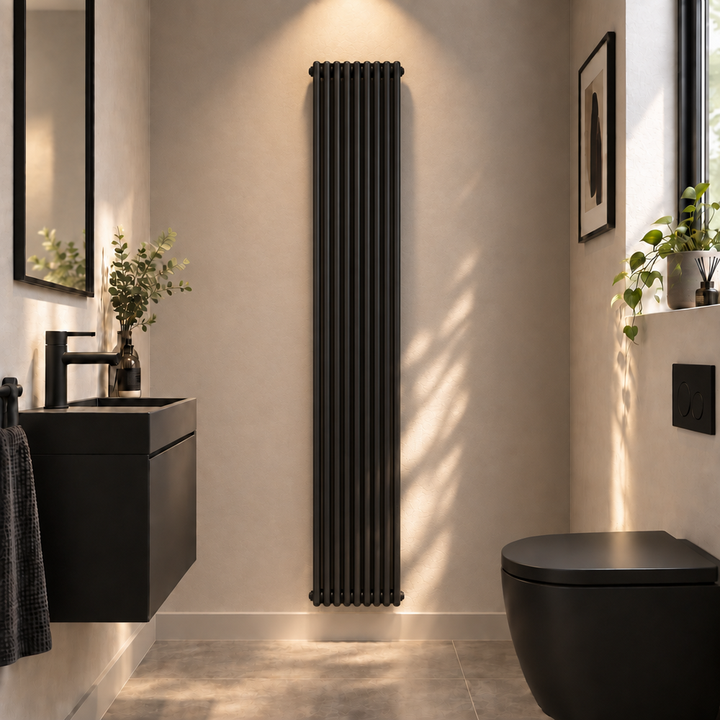 Ashbourne 2 Column Designer Radiator 1800mm X 425mm Black