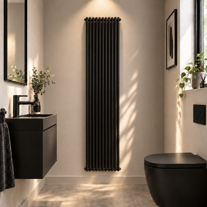 Ashbourne 2 Column Designer Radiator 1800mm X 515mm Black