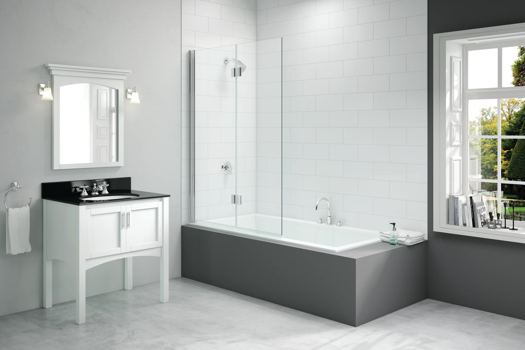 Merlyn 900x1500mm 2-Panel Hinged Bath Screen (8mm) - Left Hand