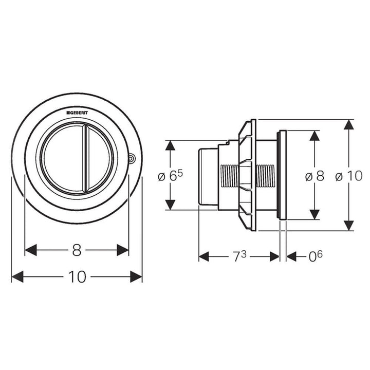 Geberit Pneumatic WC Flush Control for Dual Flush Cisterns 116.050.21.1