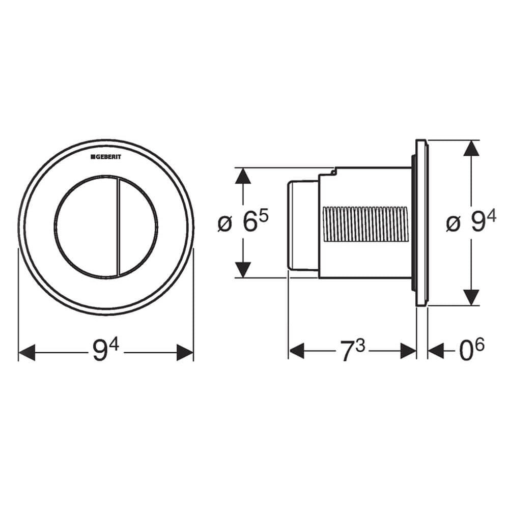 Geberit Dual Flush Button Type 10 12/15cm Gloss Chrome 116.055.KH.1