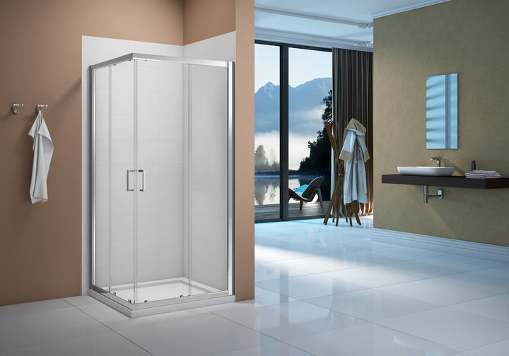 Merlyn Vivid Boost Corner Entry - Chrome - 800mm