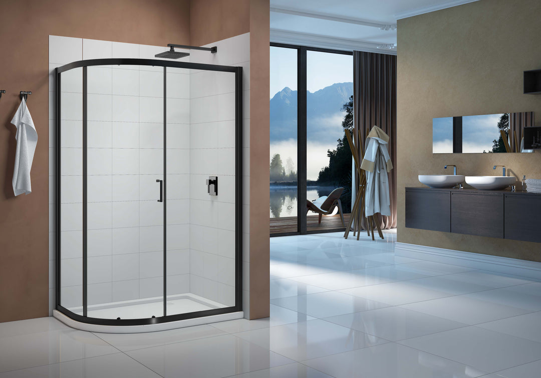 Merlyn Vivid Boost 1 Door Offset Quadrant - Matt Black - 1000mm - 800mm