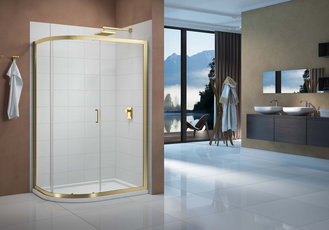 Merlyn Vivid Boost 1 Door Offset Quadrant - Brushed Brass - 1000mm - 800mm