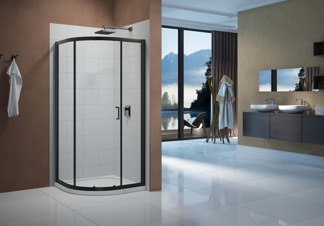 Merlyn Vivid Boost 1 Door Quadrant - Matt Black - 800mm