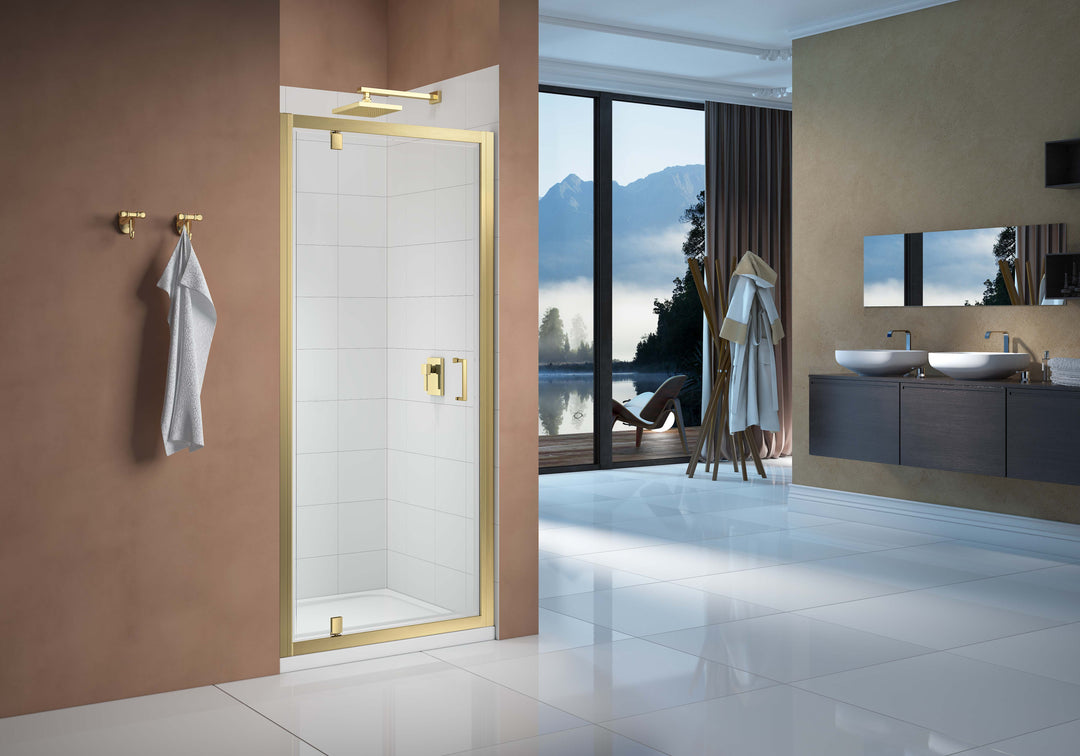 Merlyn Vivid Boost Pivot Door - Brushed Brass - 760mm