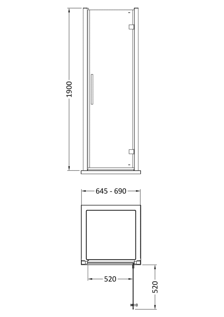 Clyde 700mm Hinged Door - Chrome