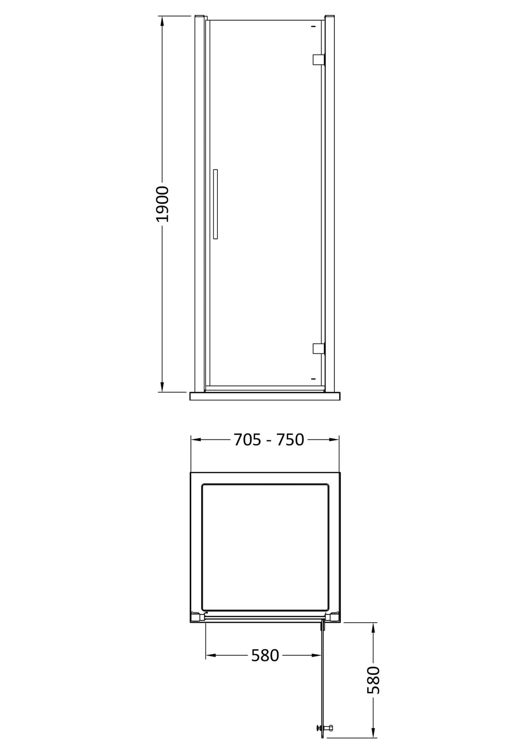 Clyde 760mm Hinged Door - Chrome