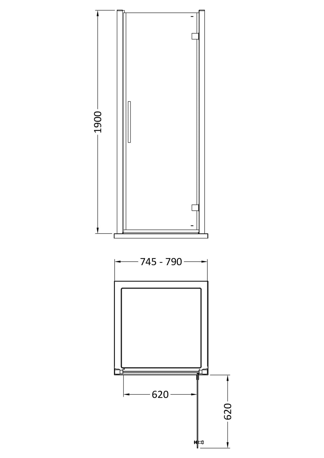 Clyde 800mm Hinged Door - Chrome