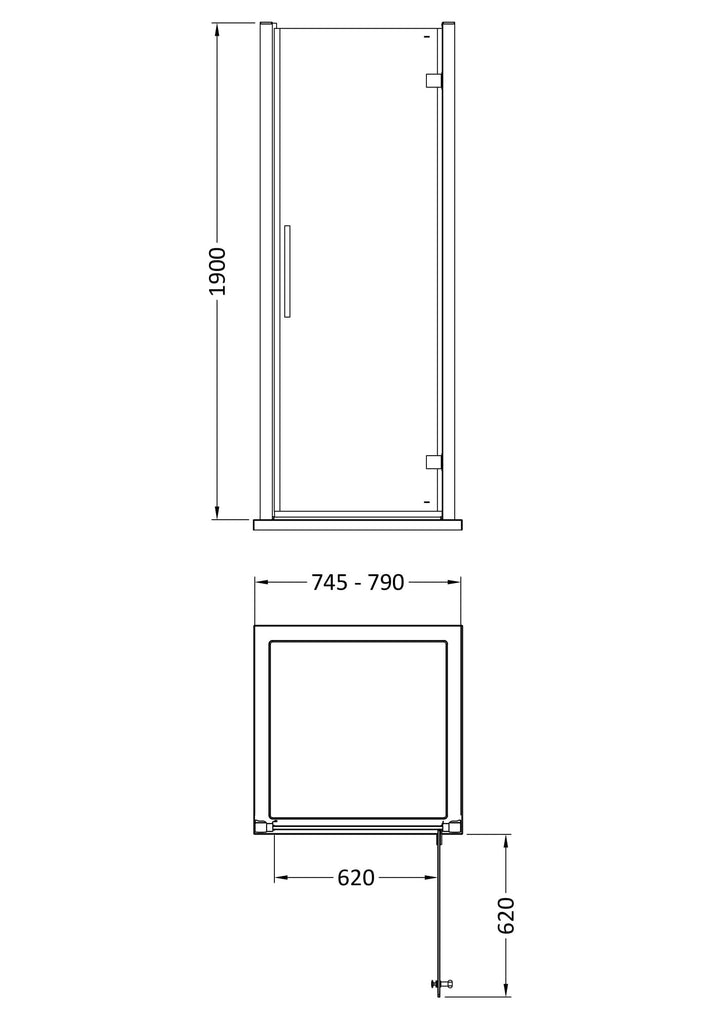 Clyde 800mm Hinged Door - Chrome