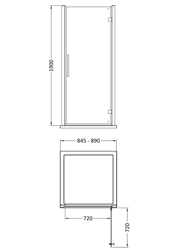Clyde 900mm Hinged Door - Chrome