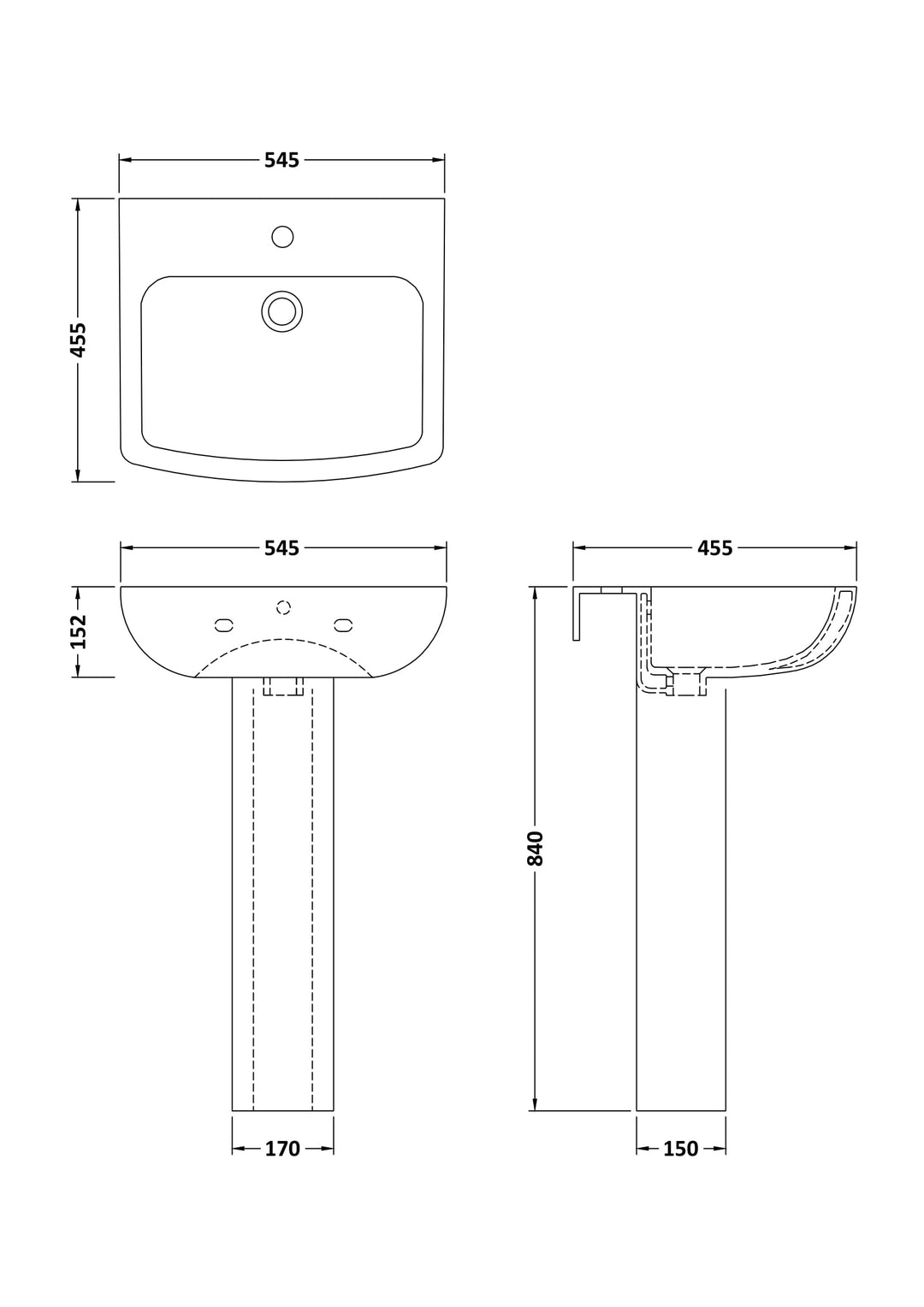 Lyra 545mm Basin & Pedestal