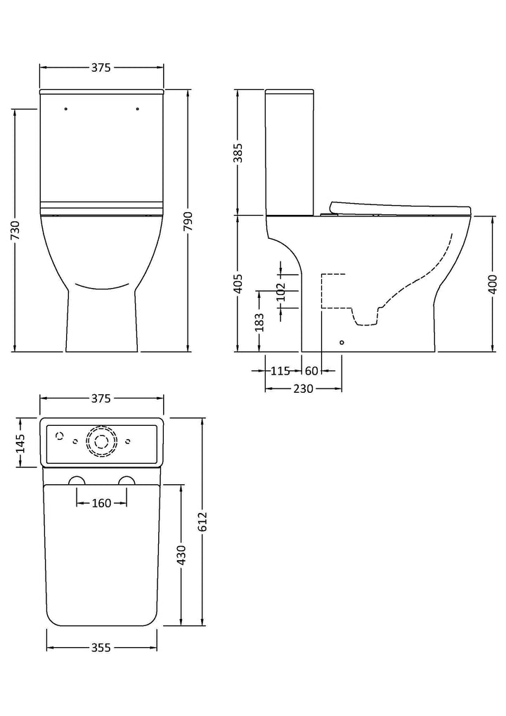 Lyra Rimless Pan, Cistern & Seat